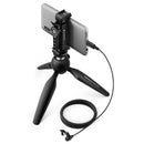 XS Lav USB-C mobile kit with omnidirectional microphone, smartphone clamp, and Manfrotto PIXI mini tripod for vlogging and content creation