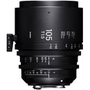 Sigma Cine 105mm T1.5 FF professional cinema lens for Canon EF mount with high-speed prime optics and durable design