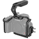SmallRig Black Mamba Cage Kit for Panasonic GH6 with ergonomic top handle, multiple accessory mounts, HDMI and USB-C cable clamp, and Arca-Swiss plate integration.