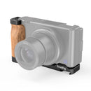 SmallRig L-Shape Wooden Grip attached to Sony ZV-1 camera for ergonomic handling and accessory mounting
