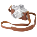 SmallRig Leather Half Case with Shoulder Strap for Nikon Z fc camera in brown genuine leather