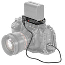 SmallRig NP-F Battery Plate with charging cables mounted on BMPCC 4K camera
