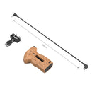 SmallRig Side Handle with remote trigger, wooden ergonomic grip, sliding connector, and accessory mounts for Panasonic and Fujifilm cameras