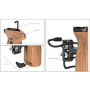 SmallRig Side Handle with remote trigger and ergonomic wooden grip for Panasonic and Fujifilm cameras with built-in Allen wrench and cable tethering slots