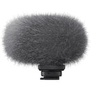 Sony ECM-G1 shotgun microphone with windscreen for clear, high-quality audio capture.