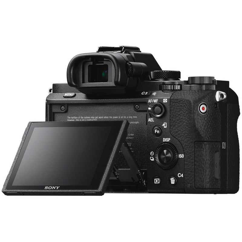 Sony a7 II rear-three-quarter view with LCD angled up