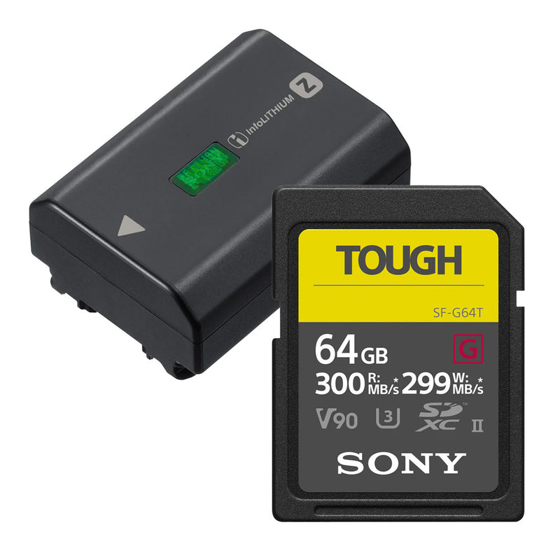 Sony NP-FZ100 Battery with Sony Tough G 64GB SDHC Memory Card