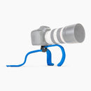 Flexible Tripod Pictar Splat Pro 80 with blue silicone legs supporting DSLR camera with long lens