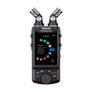 Tascam Portacapture X8 multi-track audio recorder with dual built-in microphones and color touch screen interface