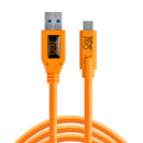 Tether Tools TetherPro USB 3.0 to USB-C 15-foot cable in orange for high-speed data transfer and reliable camera connectivity