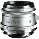 Voigtlander 28mm f2.0 Ultron Vintage Type II silver Leica M camera lens with smooth bokeh and compact design
