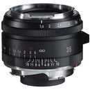 Voigtlander 35mm f1.5 Nokton II black aspherical wide-angle camera lens with manual focus and compact design
